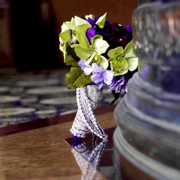 Murano Wave Pattern Hand Blown Vase - Purple - Picture 15 of 16